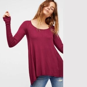 Free people burgundy rain drop tee women’s size M